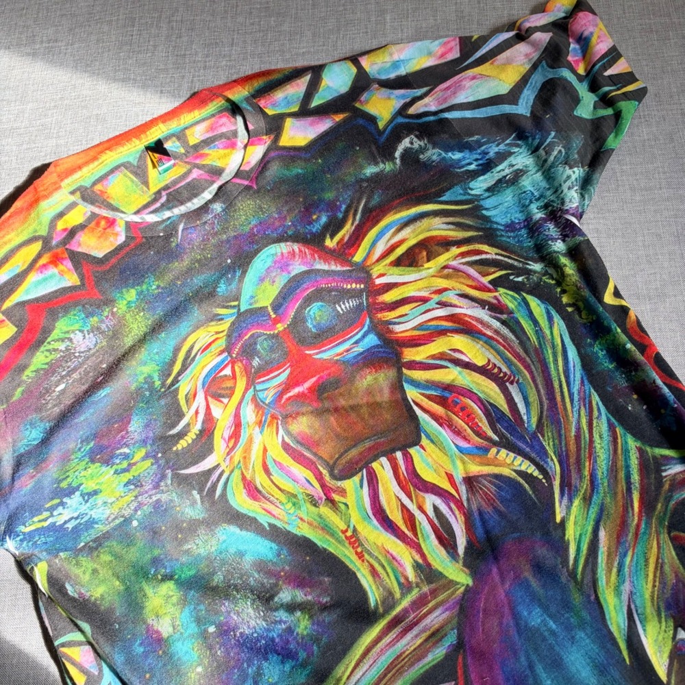 Electro Threads American Apparel Mandrill‎ Monkey Shirt Mens L Neon Psychedelic